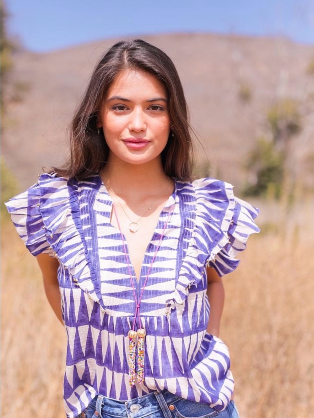 BELL “Kiara” blouse with beaded tassels